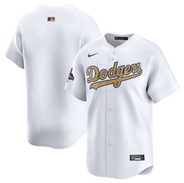 Mens Los Angeles Dodgers Blank White 2025 Gold Collection Limited Stitched Jersey Dzhi